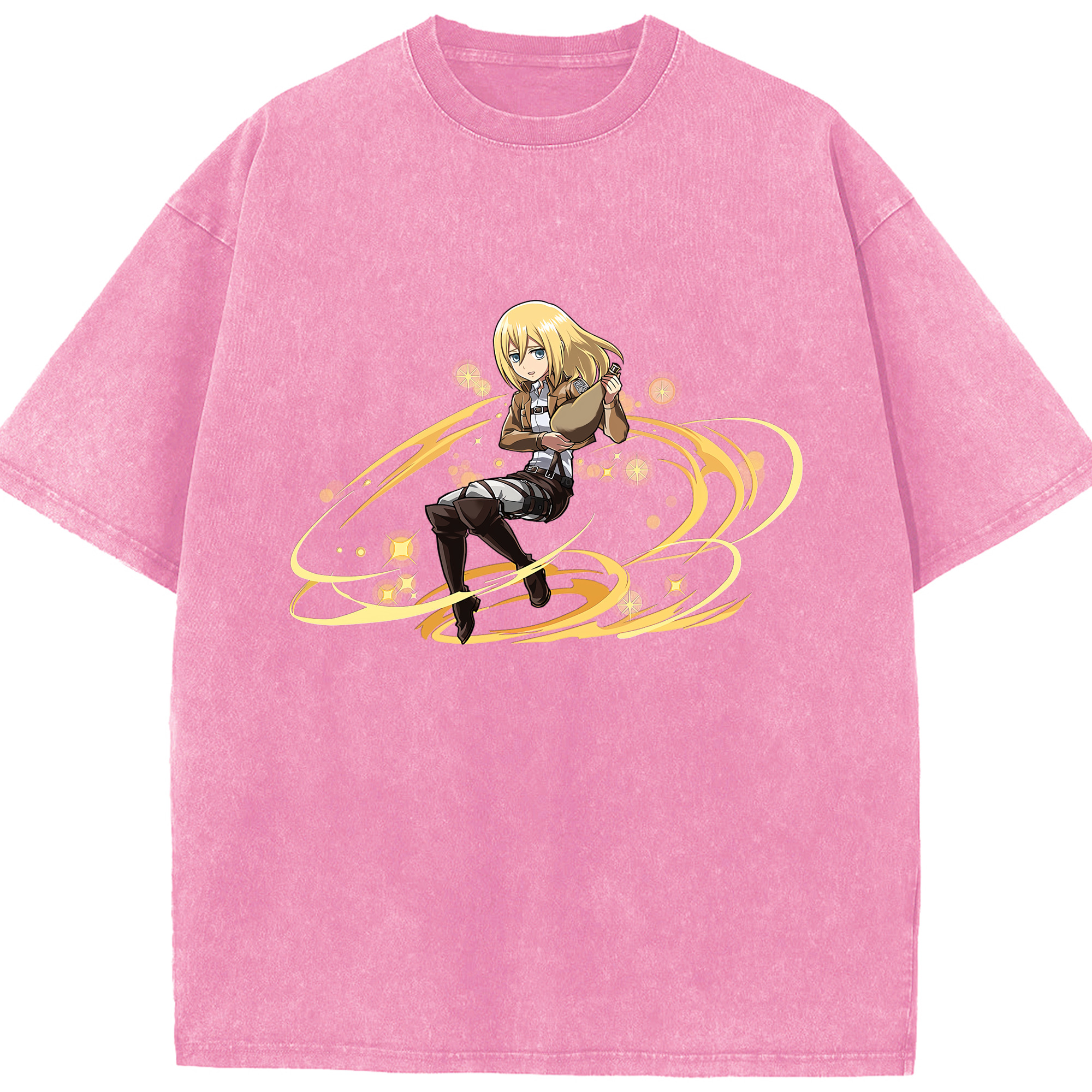 （画像用） 進撃の巨人 クリスタ·レンズ Attack on Titan Christa Lenz 綿100% ヴィンテージ風 半袖Tシャツ（フロントプリント）
